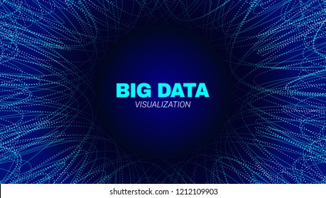 Energy Flow Concept. Big Data Stream Visualization. Abstract Radial Fractal in Futuristic Style. Effect of Depth of Field. Technology Tunnel with Wave Lines. Digital Vector Background of Energy Stream