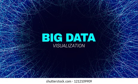Energy Flow Concept. Big Data Stream Visualization. Abstract Radial Fractal in Futuristic Style. Effect of Depth of Field. Technology Tunnel with Wave Lines. Digital Vector Background of Energy Stream
