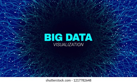 Energy Flow Concept. Big Data Stream Visualization. Abstract Radial Fractal in Futuristic Style. Effect of Depth of Field. Technology Tunnel with Wave Lines. Digital Vector Background of Energy Stream