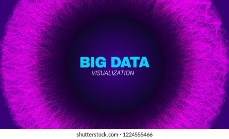 Energy Flow Concept. Big Data Stream Visualization. Abstract Radial Fractal in Futuristic Style. Effect of Depth of Field. Technology Tunnel with Wave Lines. Digital Vector Background of Energy Stream