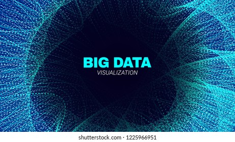 Energy Flow Concept. Big Data Stream Visualization. Abstract Radial Fractal in Futuristic Style. Effect of Depth of Field. Technology Tunnel with Wave Lines. Digital Vector Background of Energy Stream