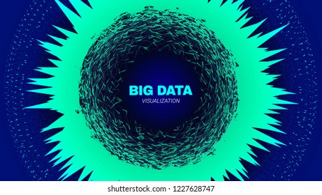 Energy Flow Concept. Big Data Stream Visualization. Abstract Radial Fractal in Futuristic Style. Effect of Depth of Field. Technology Tunnel with Wave Lines. Digital Vector Background of Energy Stream