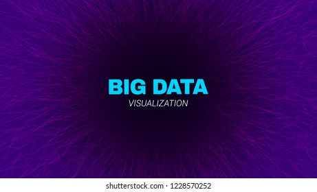 Energy Flow Concept. Big Data Stream Visualization. Abstract Radial Fractal in Futuristic Style. Effect of Depth of Field. Technology Tunnel with Wave Lines. Digital Vector Background of Energy Stream