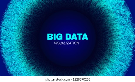 Energy Flow Concept. Big Data Stream Visualization. Abstract Radial Fractal in Futuristic Style. Effect of Depth of Field. Technology Tunnel with Wave Lines. Digital Vector Background of Energy Stream