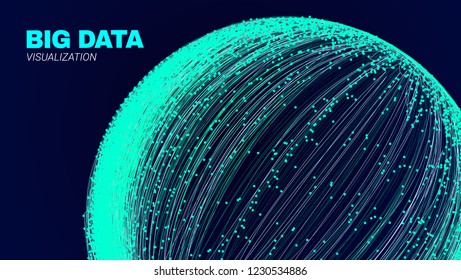 Energy Flow Concept. Big Data Stream Visualization. Abstract Radial Fractal in Futuristic Style. Effect of Depth of Field. Technology Tunnel with Wave Lines. Digital Vector Background of Energy Stream