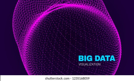 Energy Flow Concept. Big Data Stream Visualization. Abstract Radial Fractal in Futuristic Style. Effect of Depth of Field. Technology Tunnel with Wave Lines. Digital Vector Background of Energy Stream
