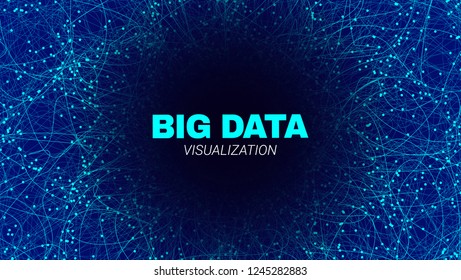 Energy Flow Concept. Big Data Stream Visualization. Abstract Radial Fractal in Futuristic Style. Effect of Depth of Field. Technology Tunnel with Wave Lines. Digital Vector Background of Energy Stream