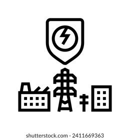 vector de icono de línea de la rejilla eléctrica de control de flujo de energía. señal de la rejilla eléctrica de control de flujo de energía. símbolo de contorno aislado ilustración negra