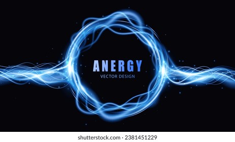 Energy flow. Light effect. Magic frame. Vector illustration