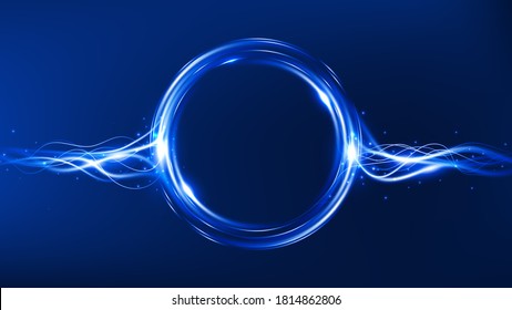 Energy flow. Magic frame. Light effect. Vector illustration