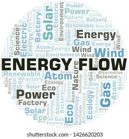 Energy Flow word cloud. Wordcloud made with text only.