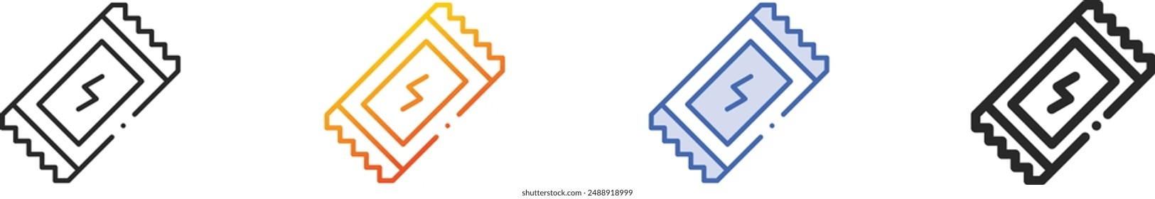 Icono de la comida de la energía. Diseño lineal delgado, degradado, trazo azul y estilo audaz aislado sobre fondo blanco