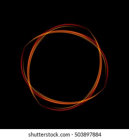 Energy frame. Shining circle banner. Magic light neon. Glowing fire ring trace