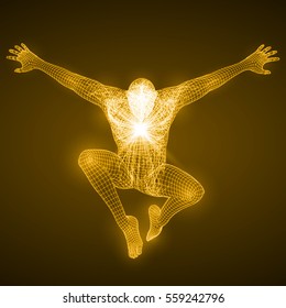 energy of the free falling man figure.