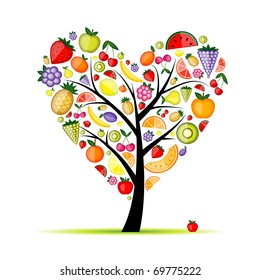 Energy fruit tree heart shape for your design