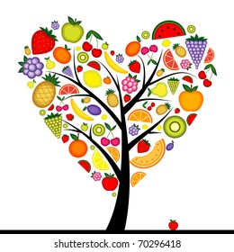Energy fruit tree heart shape for your design