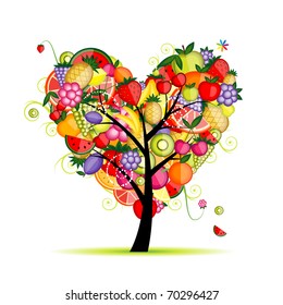 Energy fruit tree heart shape for your design