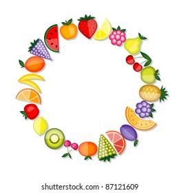Energy fruits. Vector frame for your design