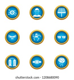 Energy game icons set. Flat set of 9 energy game vector icons for web isolated on white background
