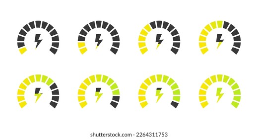 Energiemechananzeige, elektrische Leistungsmessung, Vektorgrafik. Strombessere Ladungsrate. EPS10