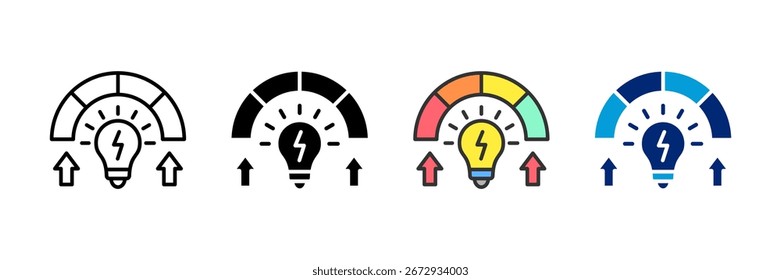 Conjunto de iconos de medidor de energía Colección de estilo múltiple