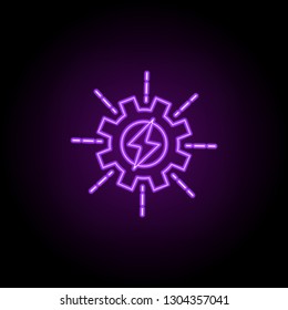 energy in gear outline icon. Elements of Ecology in neon style icons. Simple icon for websites, web design, mobile app, info graphics