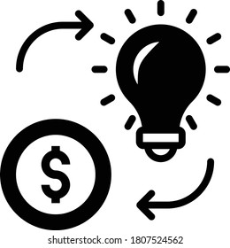 energy generation exchange with money vector Glyph icon design, Trade and barter Symbol on White background, unique idea generate the profit concept, 