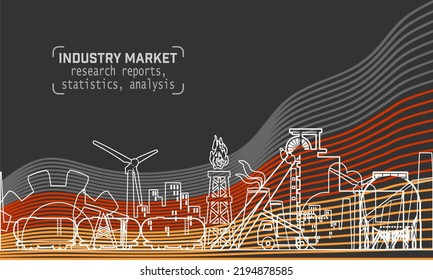 Energy generation and heavy industry of Germany. Brochure template design. Waved national flag. Thin lines style