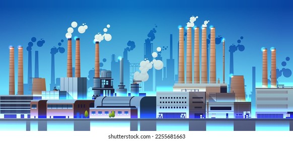 energy generation plant with chimneys electricity production industrial manufacturing building heavy industry factory