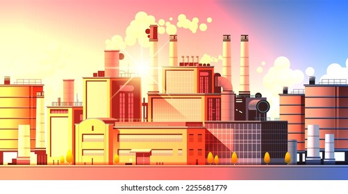 energy generation plant with chimneys electricity production industrial manufacturing building heavy industry factory