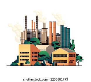 energy generation plant with chimneys electricity production industrial manufacturing building heavy industry factory