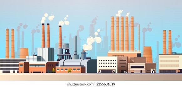 energy generation plant with chimneys electricity production industrial manufacturing building heavy industry factory