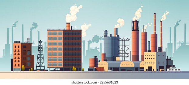 energy generation plant with chimneys electricity production industrial manufacturing building heavy industry factory