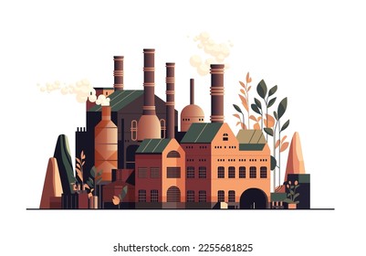 energy generation plant with chimneys electricity production industrial manufacturing building heavy industry factory
