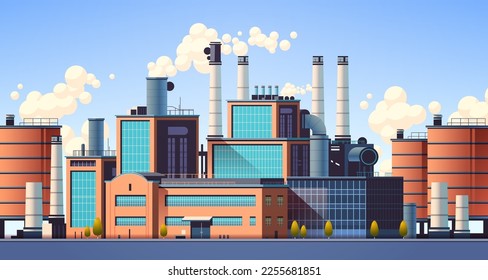 energy generation plant with chimneys electricity production industrial manufacturing building heavy industry factory