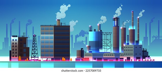 energy generation plant with chimneys electricity production industrial manufacturing building heavy industry factory