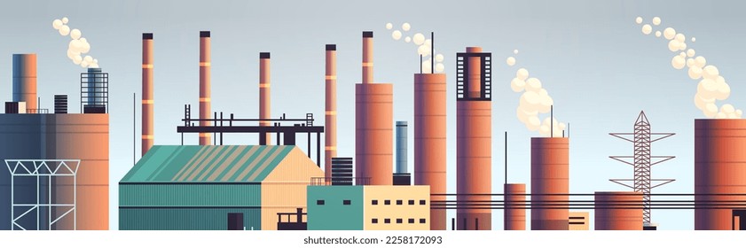 energy generation plant with chimneys electricity production industrial manufacturing building heavy industry factory