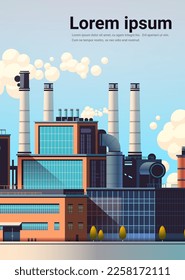 energy generation plant with chimneys electricity production industrial manufacturing building heavy industry factory