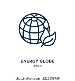 energy globe icon from ecology collection. Thin linear energy globe, energy, globe outline icon isolated on white background. Line vector energy globe sign, symbol for web and mobile