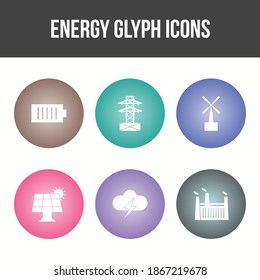 Juego de iconos de vectores de glifos de energía