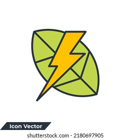 ilustración vectorial del logotipo del icono verde energético. Eco deja la plantilla de símbolos de energía de potencia para la recopilación de diseño gráfico y web