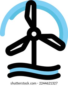 energy green offshore turbine wind illustration with flat style