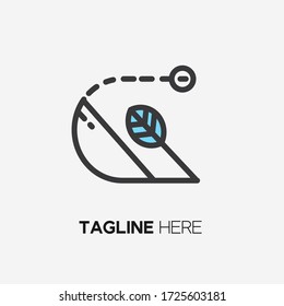 energy green symbol logo and icon with blue leaf illustration