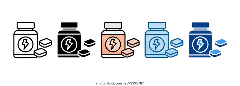 Energy Gummies Icon Set Multiple Style Collection