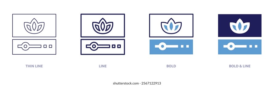 Energy healing icon in 4 different styles. Thin Line, Line, Bold, and Bold Line. Duotone style. Editable stroke.
