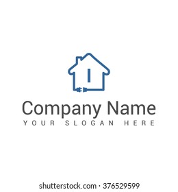 Energy house. Battery house. Power house. Electric house. Abstract logo. Brand identity. Bolt