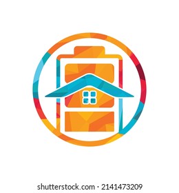 Energiehaus und Batteriehaus, Vektorgrafik-Logo-Design. Konzept des Power House Logos	