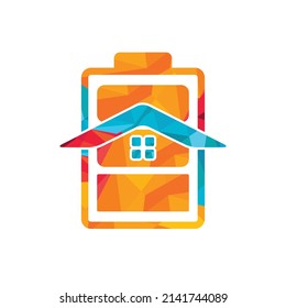 Energy house and battery house vector logo design. Power house logo concept.	