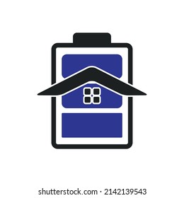 Energy house and battery house vector logo design. Power house logo concept.	