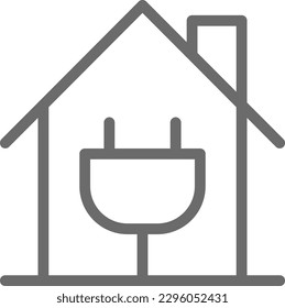 Energy house Eco friendly icon with black outline style. renewable, house, environment, power, nature, solar, sustainable. Vector illustration
